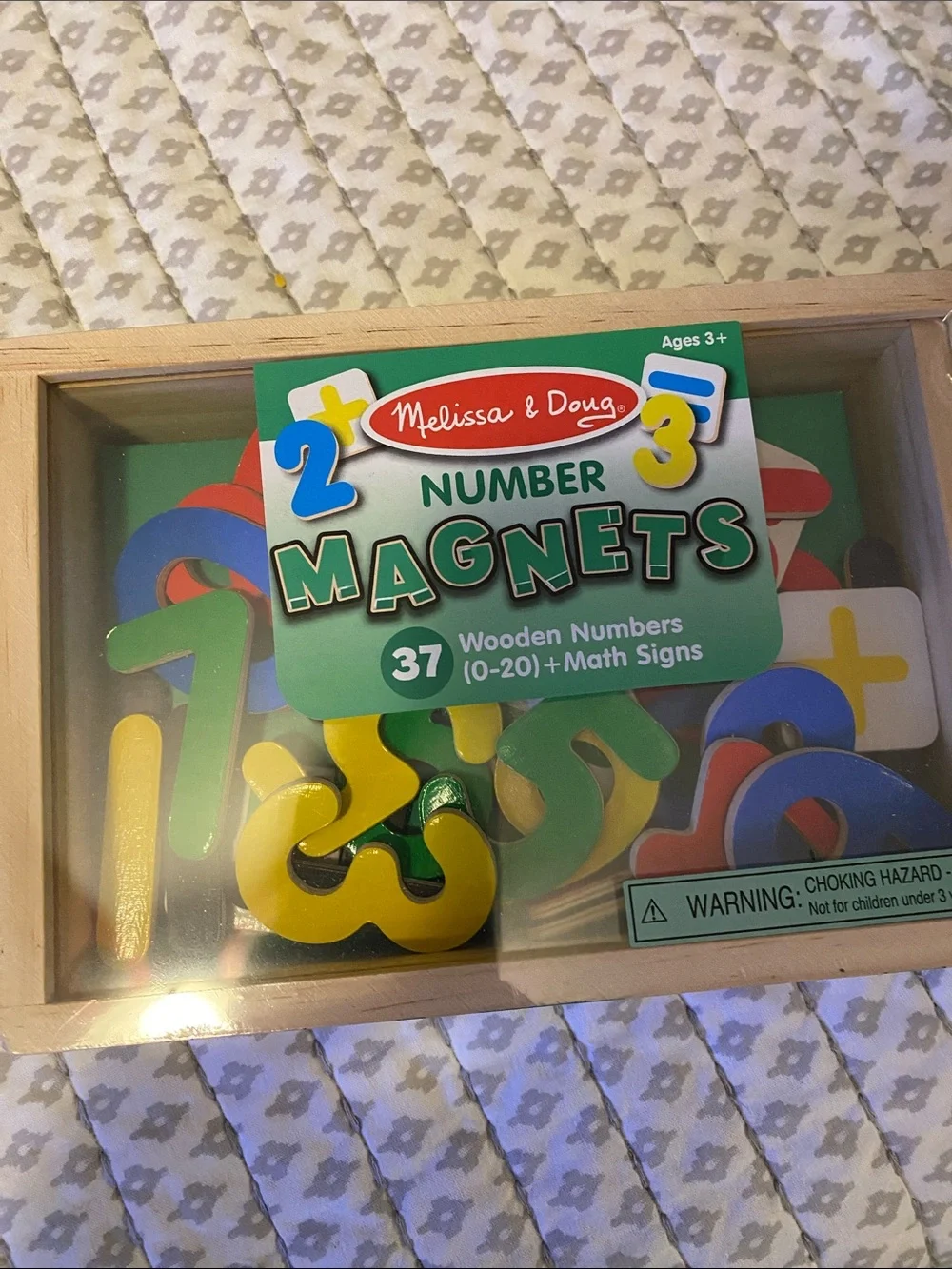 Melissa & Doug Colorful Wooden Number Magnets - Green, Yellow, Blue, Red, Cream